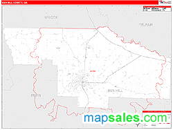 Ben Hill County, GA Zip Code Wall Map