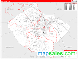 Bibb County, GA Zip Code Wall Map