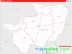 Brantley County, GA Zip Code Wall Map