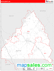 Butts County, GA Zip Code Wall Map