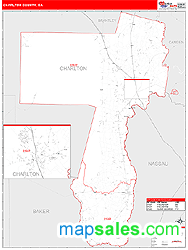 Charlton County, GA Zip Code Wall Map