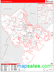 Chatham County, GA Zip Code Wall Map