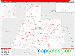 Coffee County, GA Zip Code Wall Map