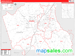 Coweta County, GA Zip Code Wall Map