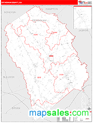 Effingham County, GA Zip Code Wall Map