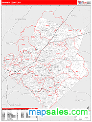 Gwinnett County, GA Zip Code Wall Map