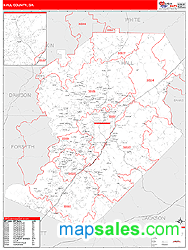 Hall County, GA Zip Code Wall Map