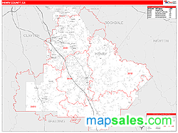 Henry County, GA Zip Code Wall Map