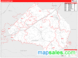 Jackson County, GA Zip Code Wall Map