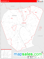 Jenkins County, GA Zip Code Wall Map