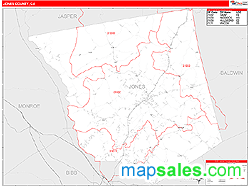 Jones County, GA Zip Code Wall Map