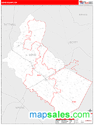 Long County, GA Zip Code Wall Map