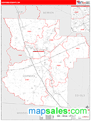 Lowndes County, GA Zip Code Wall Map