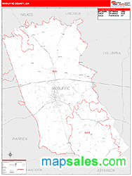 McDuffie County, GA Zip Code Wall Map