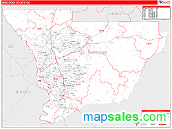 Muscogee County, GA Zip Code Wall Map