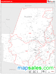 Paulding County, GA Zip Code Wall Map