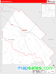 Pulaski County, GA Zip Code Wall Map