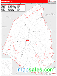 Screven County, GA Zip Code Wall Map