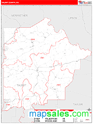 Talbot County, GA Zip Code Wall Map