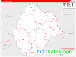 Taylor County, GA Zip Code Wall Map