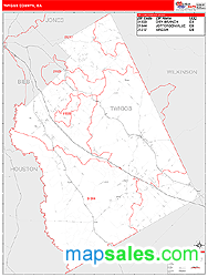 Twiggs County, GA Zip Code Wall Map