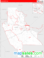 Ware County, GA Zip Code Wall Map