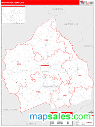 Washington County, GA Zip Code Wall Map