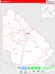 Wayne County, GA Zip Code Wall Map