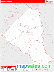 Wheeler County, GA Zip Code Wall Map