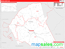 Wilkes County, GA Zip Code Wall Map