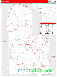 Worth County, GA Zip Code Wall Map