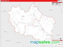 Custer County, ID Wall Map