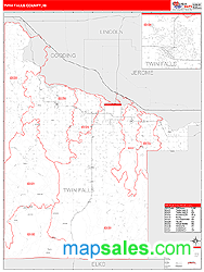 Twin Falls County, ID Zip Code Wall Map