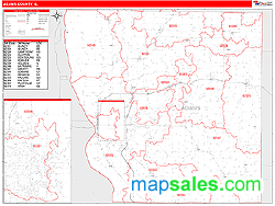 Adams County, IL Wall Map