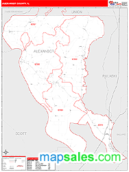 Alexander County, IL Zip Code Wall Map