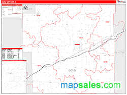 Bond County, IL Zip Code Wall Map