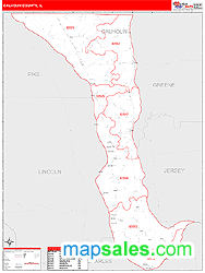 Calhoun County, IL Zip Code Wall Map