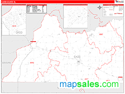 Cass County, IL Zip Code Wall Map