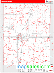 Champaign County, IL Zip Code Wall Map