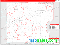 Clark County, IL Zip Code Wall Map