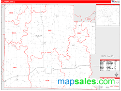 Clay County, IL Zip Code Wall Map