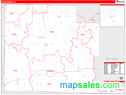 Clay County, IL Wall Map