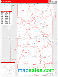 DeKalb County, IL Zip Code Wall Map
