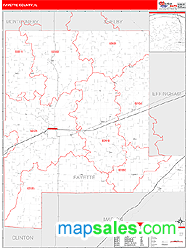Fayette County, IL Zip Code Wall Map