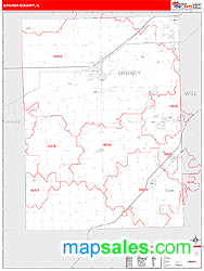 Grundy County, IL Zip Code Wall Map