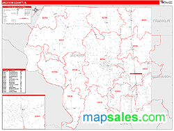 Jackson County, IL Zip Code Wall Map