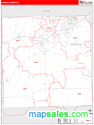 Kendall County, IL Zip Code Wall Map