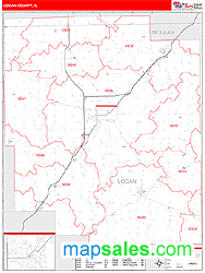 Logan County, IL Zip Code Wall Map