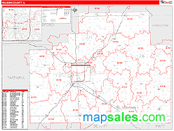 McLean County, IL Zip Code Wall Map