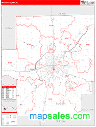 Macon County, IL Zip Code Wall Map